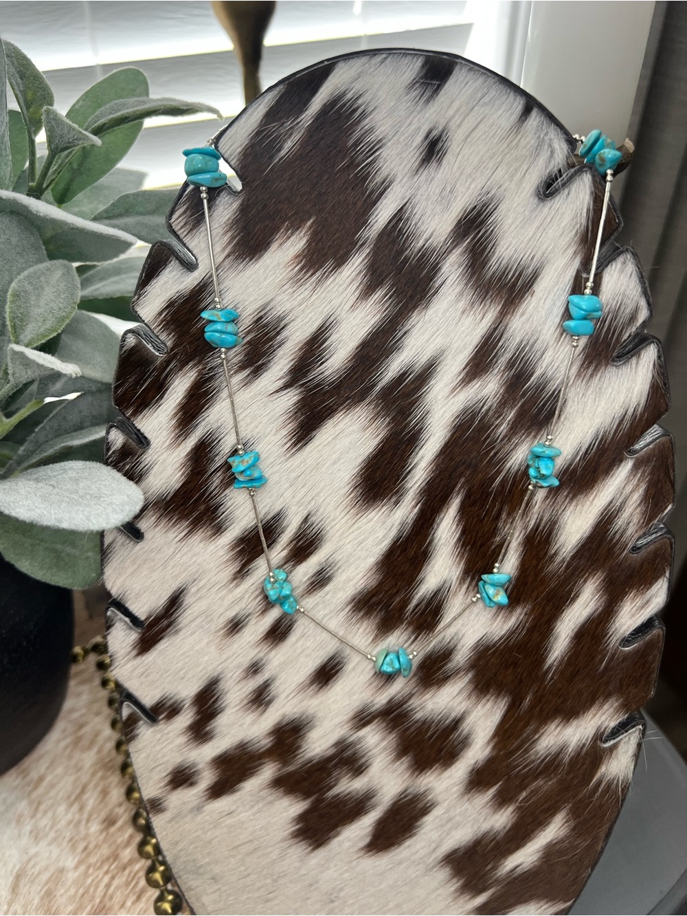 Liquid Silver and Turquoise chip necklace